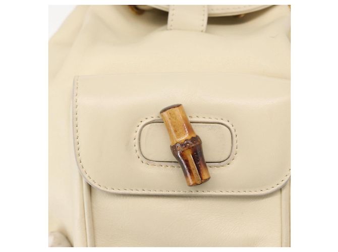 Zaino in pelle Gucci Bamboo bianco e oro 003 2058 0030 Auth BA7971 D'oro - vista 17