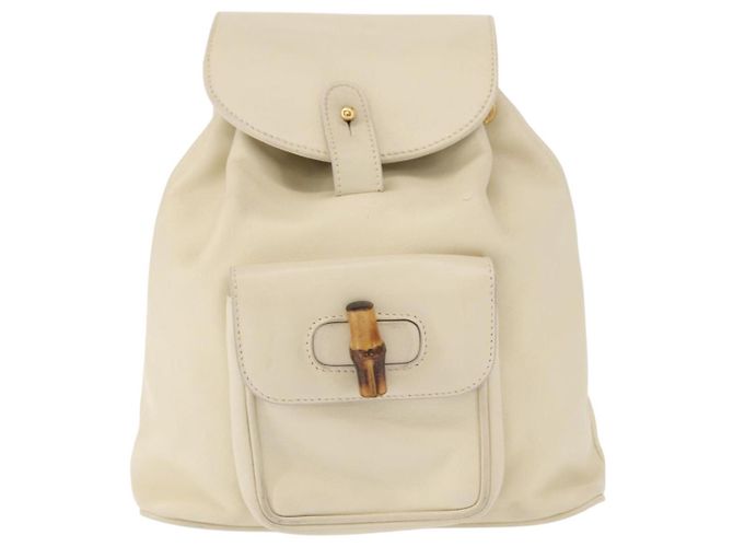 Zaino in pelle Gucci Bamboo bianco e oro 003 2058 0030 Auth BA7971 D'oro - vista 2