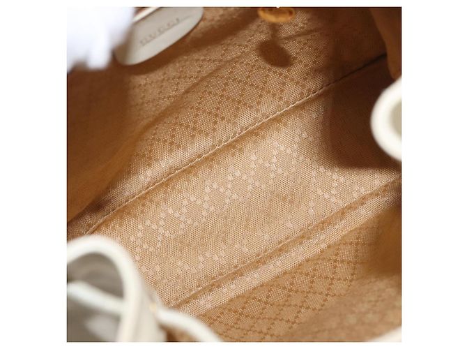 Zaino in pelle Gucci Bamboo bianco e oro 003 2058 0030 Auth BA7971 D'oro - vista 20