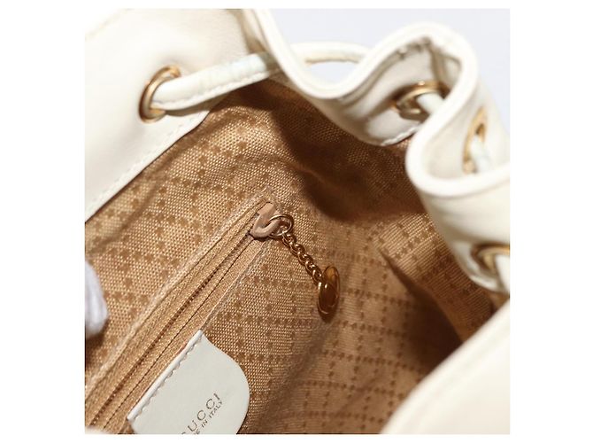 Zaino in pelle Gucci Bamboo bianco e oro 003 2058 0030 Auth BA7971 D'oro - vista 23
