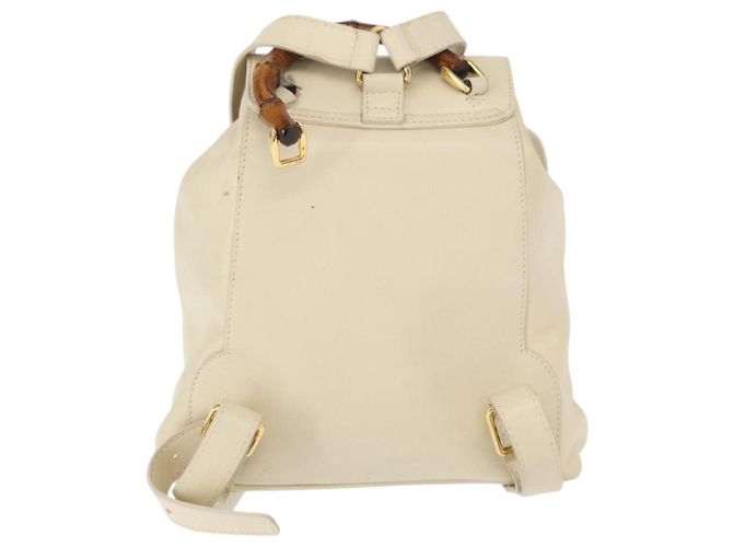 Zaino in pelle Gucci Bamboo bianco e oro 003 2058 0030 Auth BA7971 D'oro - vista 3