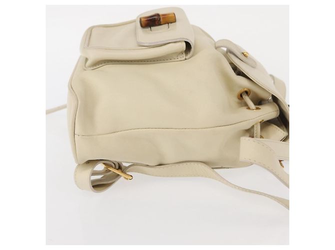 Zaino in pelle Gucci Bamboo bianco e oro 003 2058 0030 Auth BA7971 D'oro - vista 4
