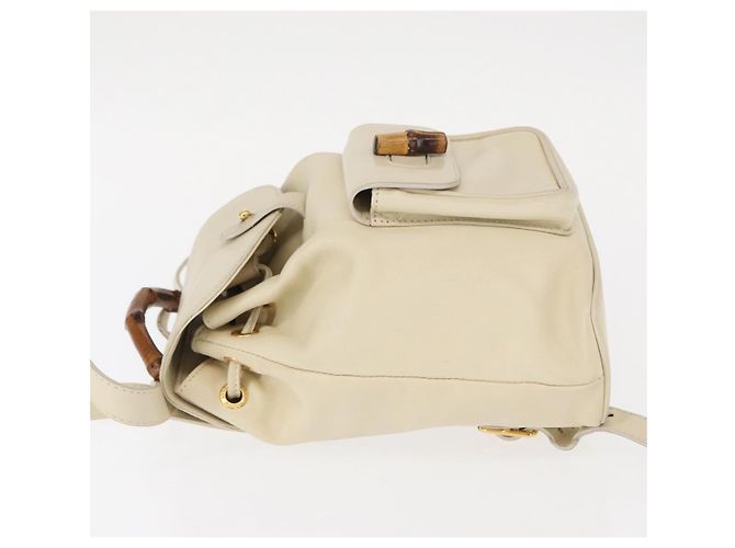 Zaino in pelle Gucci Bamboo bianco e oro 003 2058 0030 Auth BA7971 D'oro - vista 5