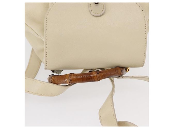 Zaino in pelle Gucci Bamboo bianco e oro 003 2058 0030 Auth BA7971 D'oro - vista 6