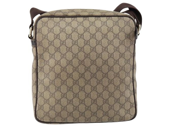 Gucci Borsa a Spalla GG Supreme PVC Beige Oro 201448 Auth 154420 D'oro - vista 3