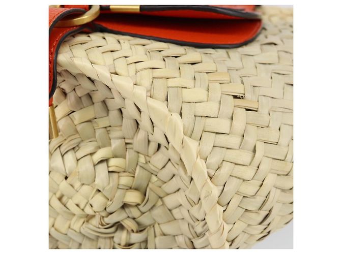 Chloé Chloe Korbtasche Marcie Handtasche aus Stroh Orange Beige Auth 153174 - Ansicht 10