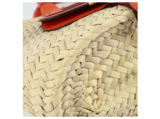 Chloé Chloe Korbtasche Marcie Handtasche aus Stroh Orange Beige Auth 153174 - Ansicht 11