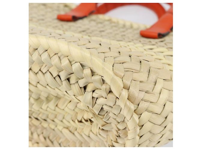 Chloé Chloe Korbtasche Marcie Handtasche aus Stroh Orange Beige Auth 153174 - Ansicht 12