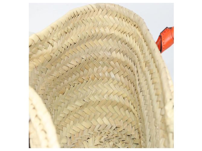 Chloé Chloe Korbtasche Marcie Handtasche aus Stroh Orange Beige Auth 153174 - Ansicht 17