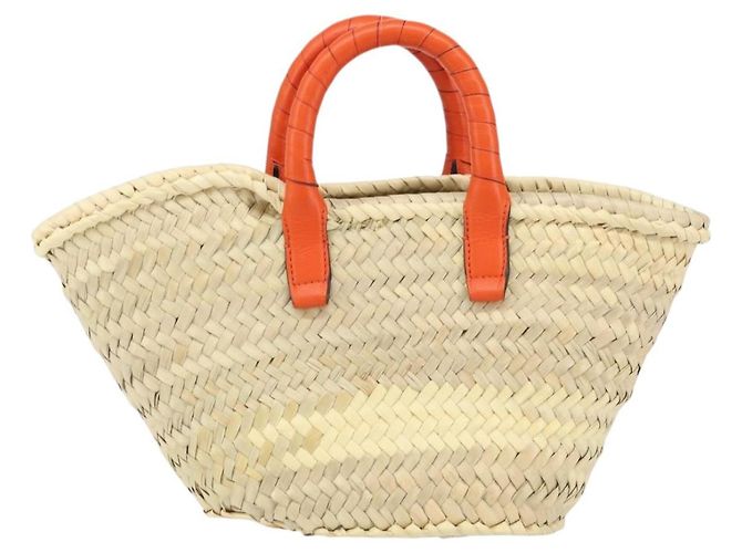 Chloé Chloe Korbtasche Marcie Handtasche aus Stroh Orange Beige Auth 153174 - Ansicht 3