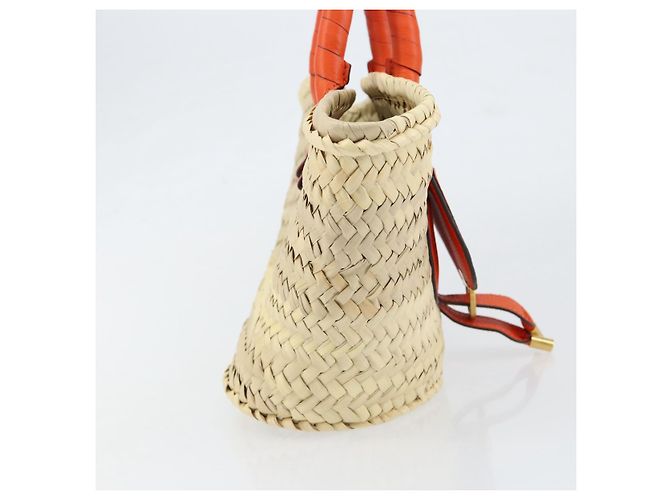 Chloé Chloe Korbtasche Marcie Handtasche aus Stroh Orange Beige Auth 153174 - Ansicht 4