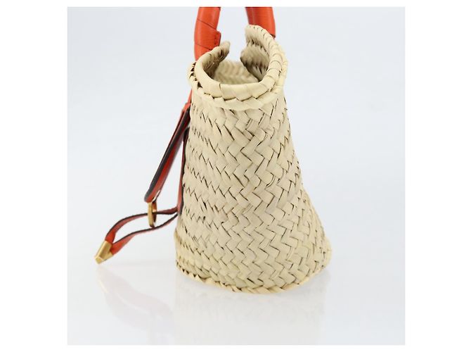 Chloé Chloe Korbtasche Marcie Handtasche aus Stroh Orange Beige Auth 153174 - Ansicht 5