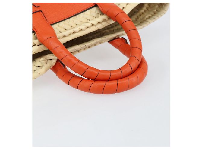 Chloé Chloe Korbtasche Marcie Handtasche aus Stroh Orange Beige Auth 153174 - Ansicht 7