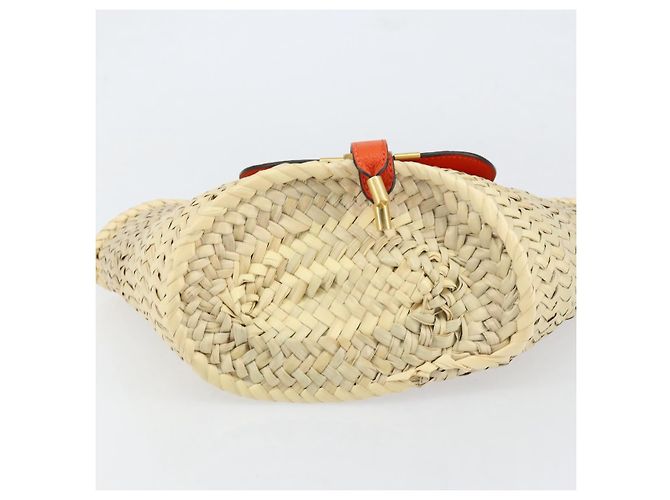 Chloé Chloe Korbtasche Marcie Handtasche aus Stroh Orange Beige Auth 153174 - Ansicht 9