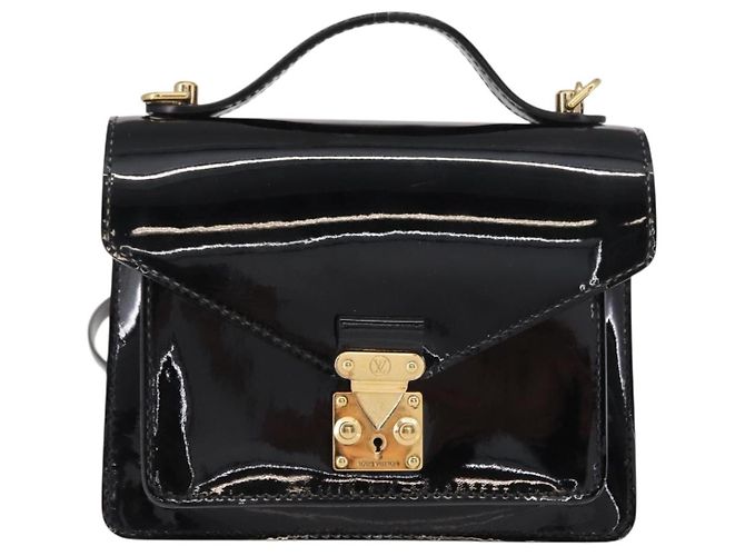 LOUIS VUITTON Vernis Monceau BB Borsa a Mano 2way Nero Magnetico LV Auth 153517 - vista 13