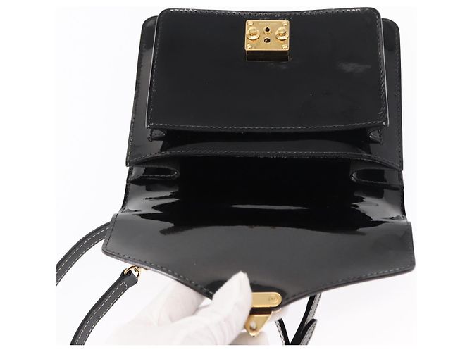 LOUIS VUITTON Vernis Monceau BB Borsa a Mano 2way Nero Magnetico LV Auth 153517 - vista 20
