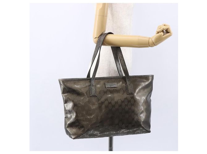 Gucci Borsa tote GG Implementation in PVC argento rosa grigio 211137 Auth 151918 - vista 23