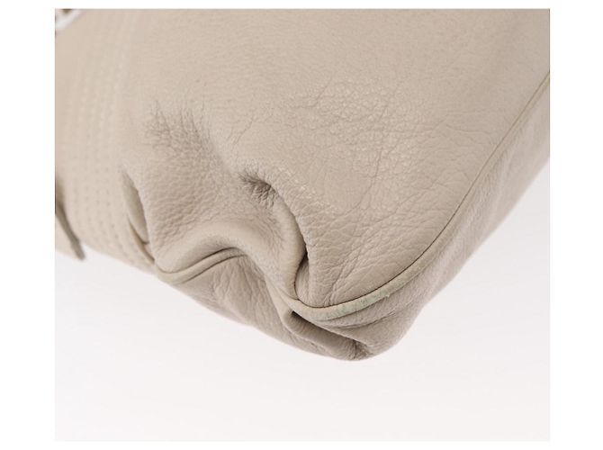 Borsa a Spalla Gancini in Pelle Argento Bianca Auth 149671 di Salvatore Ferragamo Bianco - vista 15