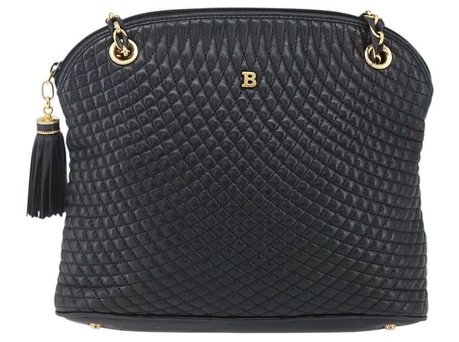 BALLY Borsa a Spalla con Catena Pelle Nera Oro Auth 152403 Nero D'oro - vista 13