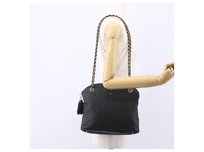 BALLY Borsa a Spalla con Catena Pelle Nera Oro Auth 152403 Nero D'oro - vista 24