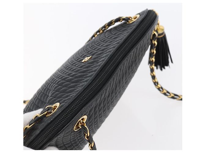 BALLY Borsa a Spalla con Catena Pelle Nera Oro Auth 152403 Nero D'oro - vista 6