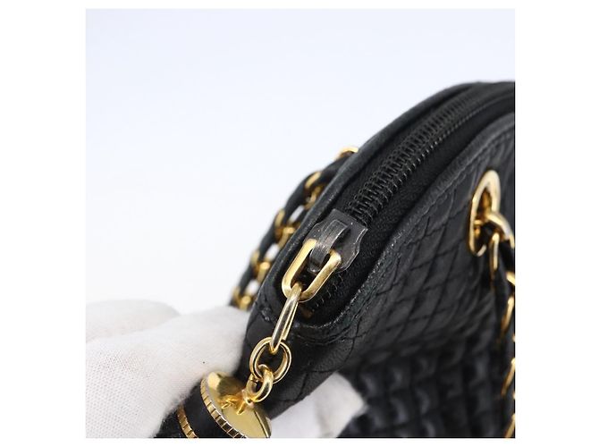BALLY Borsa a Spalla con Catena Pelle Nera Oro Auth 152403 Nero D'oro - vista 9