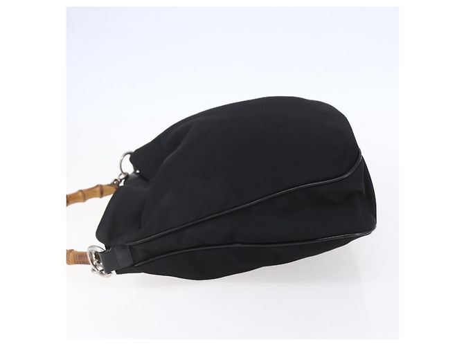 Borsa a mano in nylon nero e argento Gucci Bamboo 001 1998 1577 Auth bs30760 - vista 3
