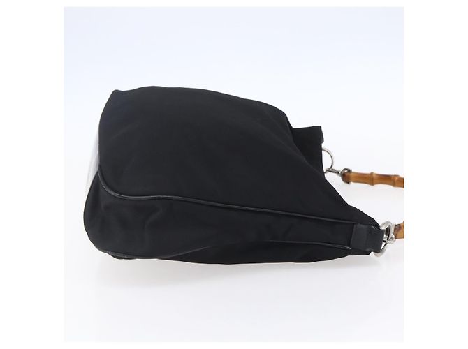 Borsa a mano in nylon nero e argento Gucci Bamboo 001 1998 1577 Auth bs30760 - vista 4