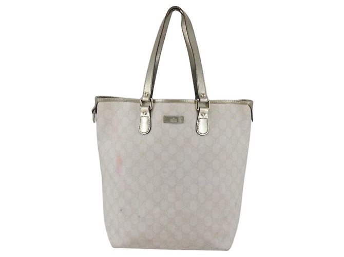 Gucci Borsa Tote GG Supreme in PVC avorio e oro 189896 Auth 144327 D'oro Crudo - vista 13