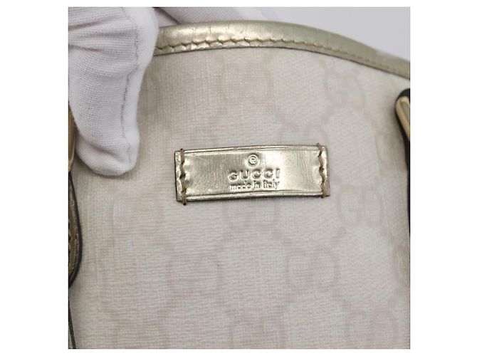 Gucci Borsa Tote GG Supreme in PVC avorio e oro 189896 Auth 144327 D'oro Crudo - vista 17