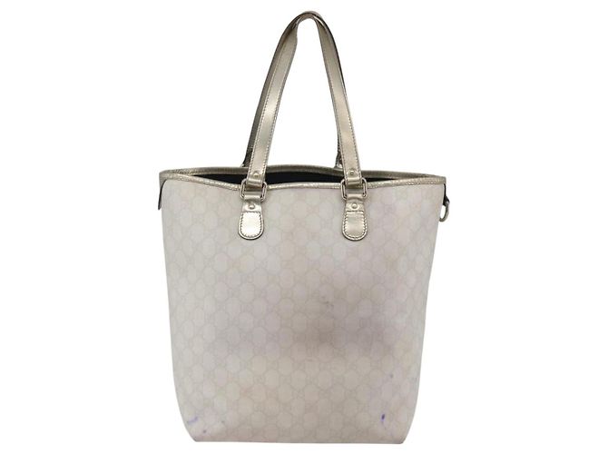 Gucci Borsa Tote GG Supreme in PVC avorio e oro 189896 Auth 144327 D'oro Crudo - vista 2