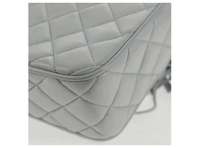 CHANEL Sac à épaule Matelassé en Cuir d'Agneau Bleu Clair Or CC Auth 140125V Doré - vue 18