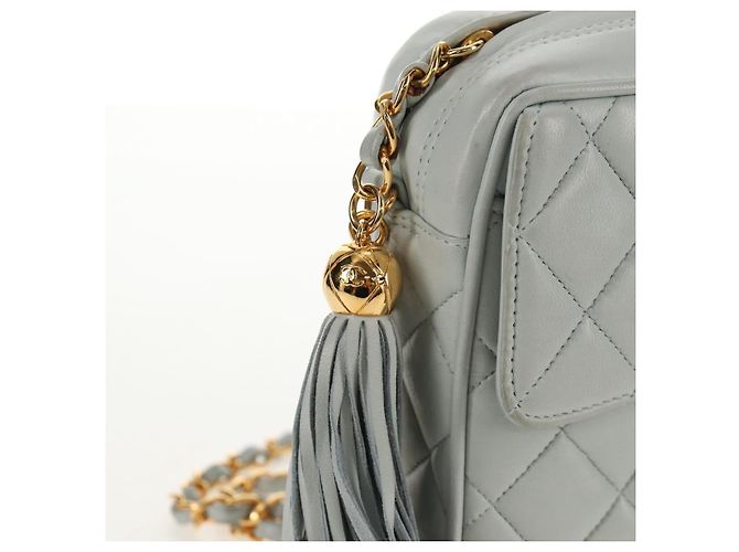 CHANEL Sac à épaule Matelassé en Cuir d'Agneau Bleu Clair Or CC Auth 140125V Doré - vue 19