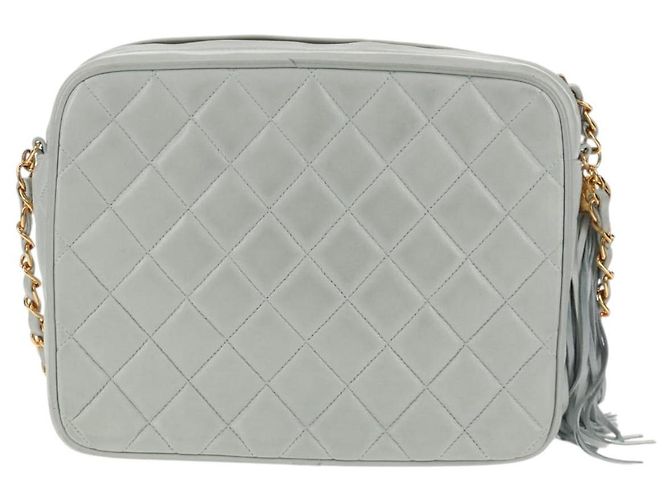 CHANEL Sac à épaule Matelassé en Cuir d'Agneau Bleu Clair Or CC Auth 140125V Doré - vue 2