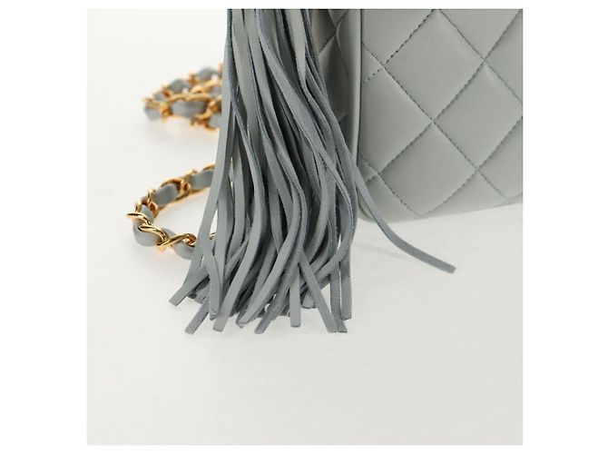 CHANEL Sac à épaule Matelassé en Cuir d'Agneau Bleu Clair Or CC Auth 140125V Doré - vue 20