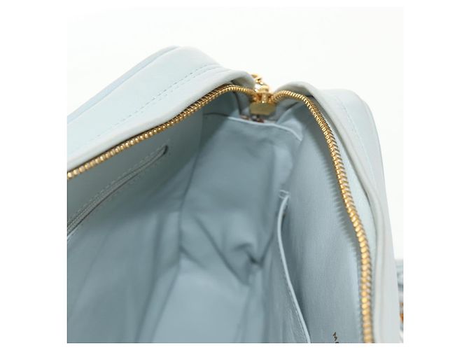 CHANEL Sac à épaule Matelassé en Cuir d'Agneau Bleu Clair Or CC Auth 140125V Doré - vue 25