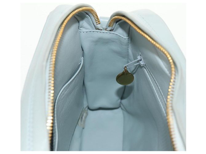 CHANEL Sac à épaule Matelassé en Cuir d'Agneau Bleu Clair Or CC Auth 140125V Doré - vue 26