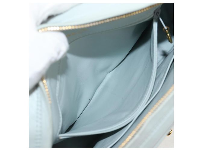 CHANEL Sac à épaule Matelassé en Cuir d'Agneau Bleu Clair Or CC Auth 140125V Doré - vue 28