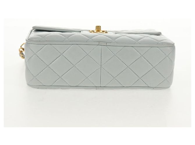 CHANEL Sac à épaule Matelassé en Cuir d'Agneau Bleu Clair Or CC Auth 140125V Doré - vue 5