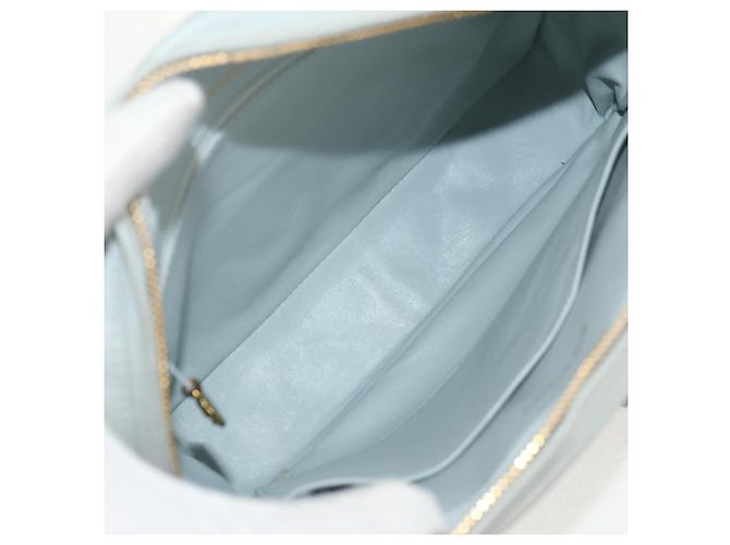 CHANEL Sac à épaule Matelassé en Cuir d'Agneau Bleu Clair Or CC Auth 140125V Doré - vue 9