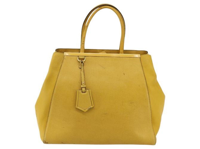 Borsa a mano FENDI in pelle giallo oro Auth 144480 D'oro - vista 13