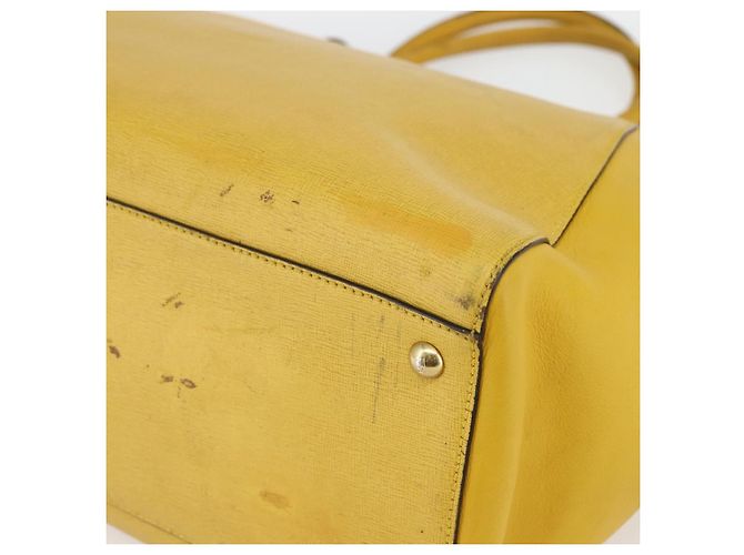 Borsa a mano FENDI in pelle giallo oro Auth 144480 D'oro - vista 14