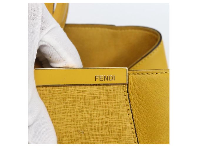 Borsa a mano FENDI in pelle giallo oro Auth 144480 D'oro - vista 18