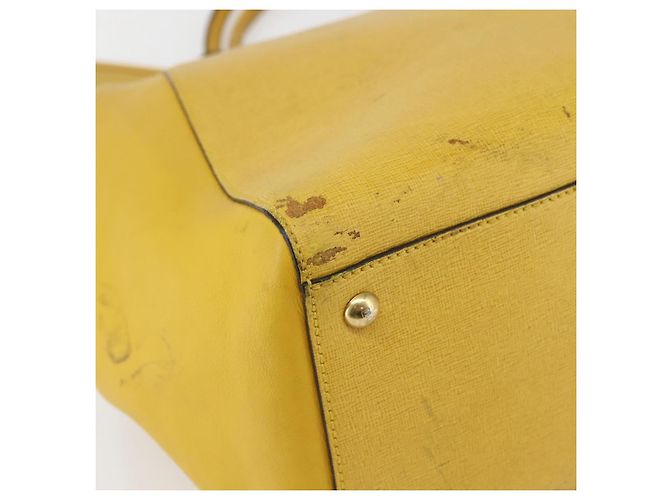 Borsa a mano FENDI in pelle giallo oro Auth 144480 D'oro - vista 9