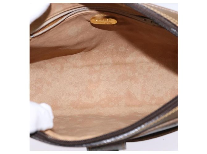 Borsa a Spalla GUCCI GG Plus Supreme Web Sherry Line PVC Beige Oro Auth gh909 D'oro - vista 11