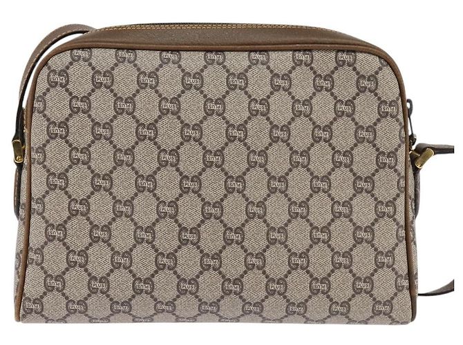Borsa a Spalla GUCCI GG Plus Supreme Web Sherry Line PVC Beige Oro Auth gh909 D'oro - vista 2
