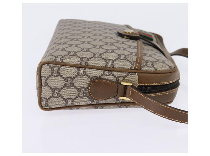 Borsa a Spalla GUCCI GG Plus Supreme Web Sherry Line PVC Beige Oro Auth gh909 D'oro - vista 4