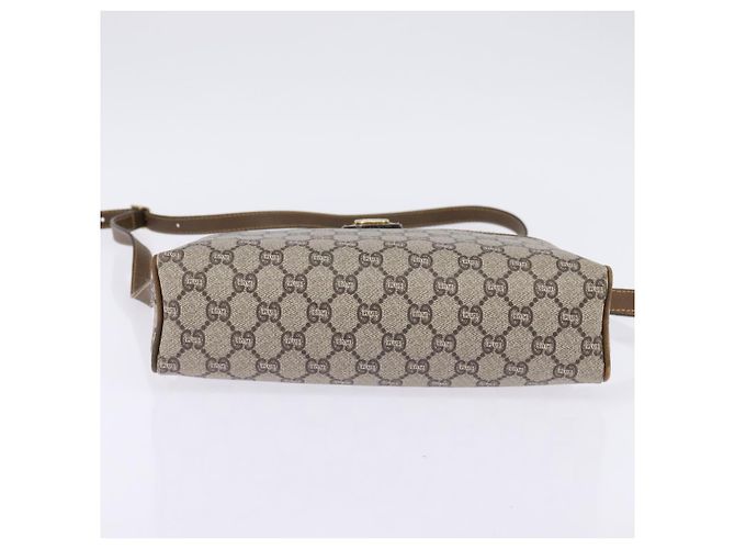 Borsa a Spalla GUCCI GG Plus Supreme Web Sherry Line PVC Beige Oro Auth gh909 D'oro - vista 5