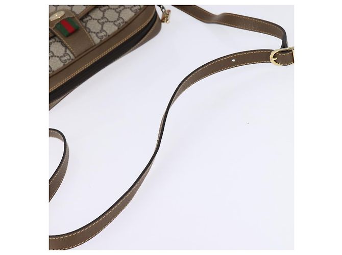 Borsa a Spalla GUCCI GG Plus Supreme Web Sherry Line PVC Beige Oro Auth gh909 D'oro - vista 7