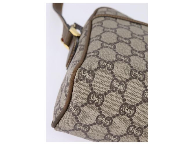Borsa a Spalla GUCCI GG Plus Supreme Web Sherry Line PVC Beige Oro Auth gh909 D'oro - vista 9
